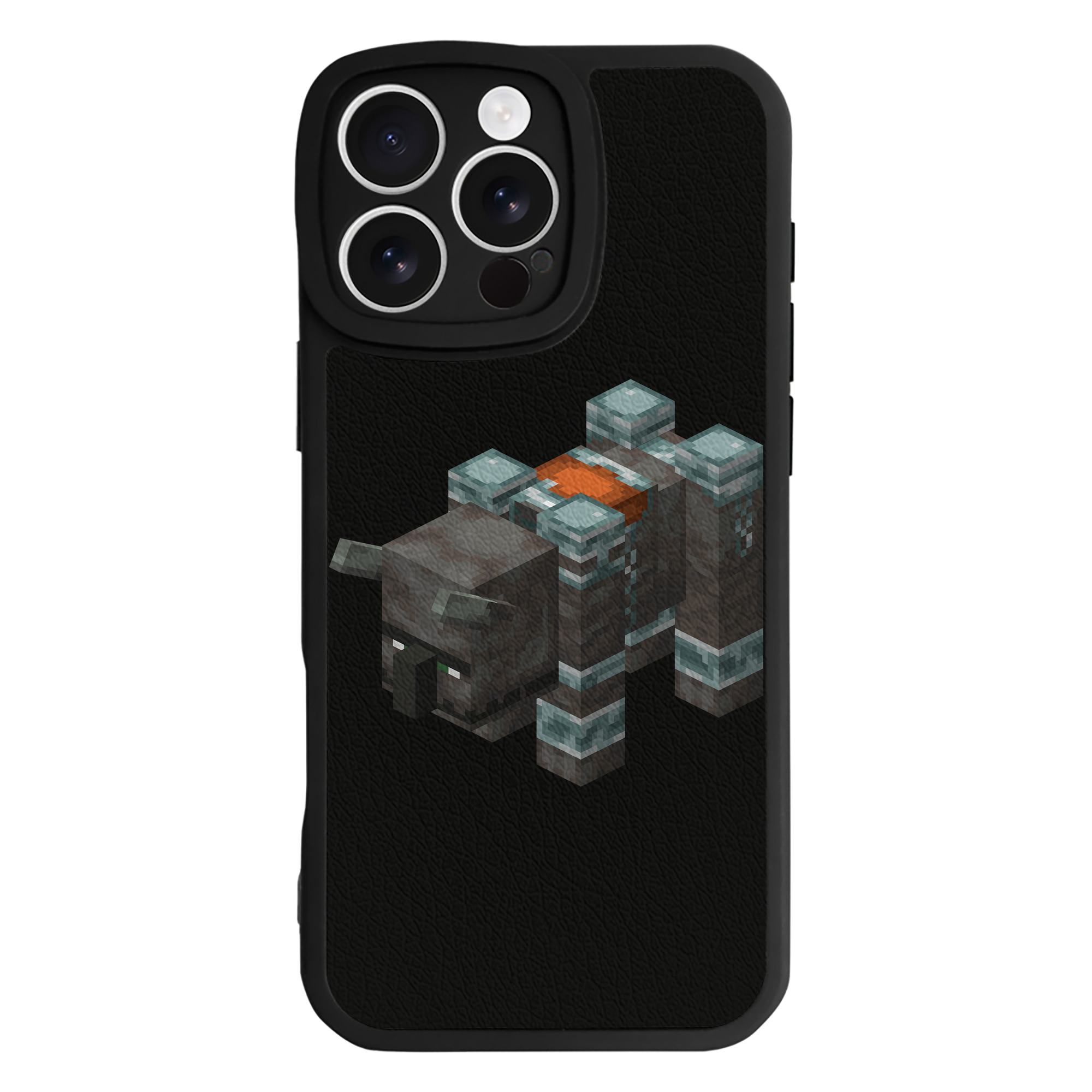 （画像用） マインクラフト ブロックの世界 Minecraft MC Block world 【iPhone 16シリーズ対応】シリコンスマホケース（レザー調） 材質：シリコン
